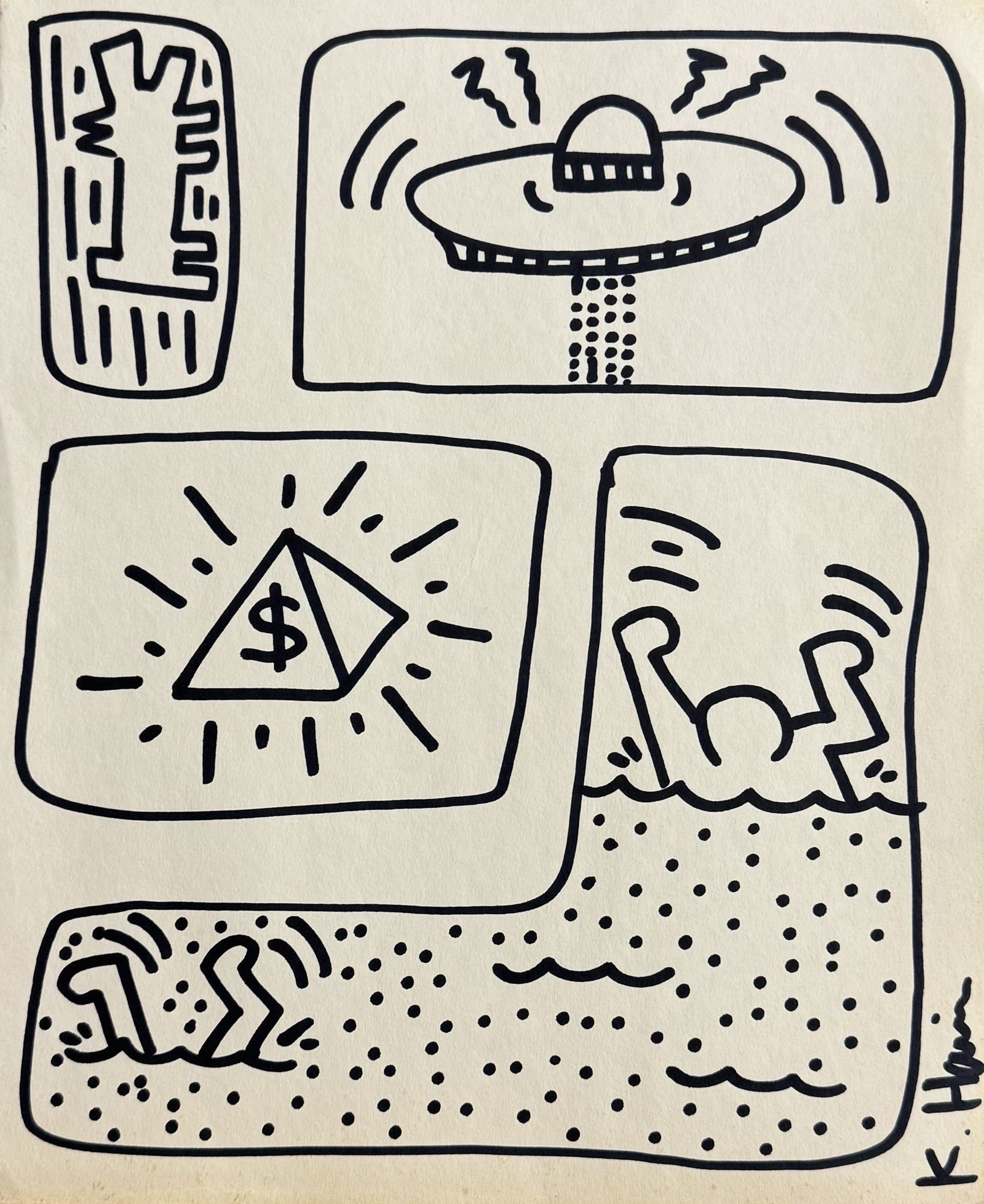 Keith HARING (1958-1990), Attribué à. Sans titre, circa 83/89. (1 of 2)