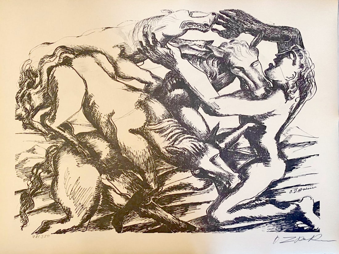 Ossip Zadkine - The Labours of Hercule - The Mares of Diomedes, 1960: Ossip Zadkine - The Labours of Hercule - The Mares of Diomedes, 1960Original lithograph on wove paperSigned in pencil & numbered 78/350Publisher: Christoph Czwiklitzer, Cologne, 1960Ref.: Czwiklitzer