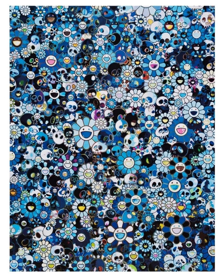 Takashi MURAKAMI (Né en 1962) Sans titre.: Takashi MURAKAMI (Né en 1962) Sans titre. Epreuve offset en couleur sur papier, signée de la main de l’artiste au crayon argenté. Numéroté à 300 ex. 69 x 53 cm.