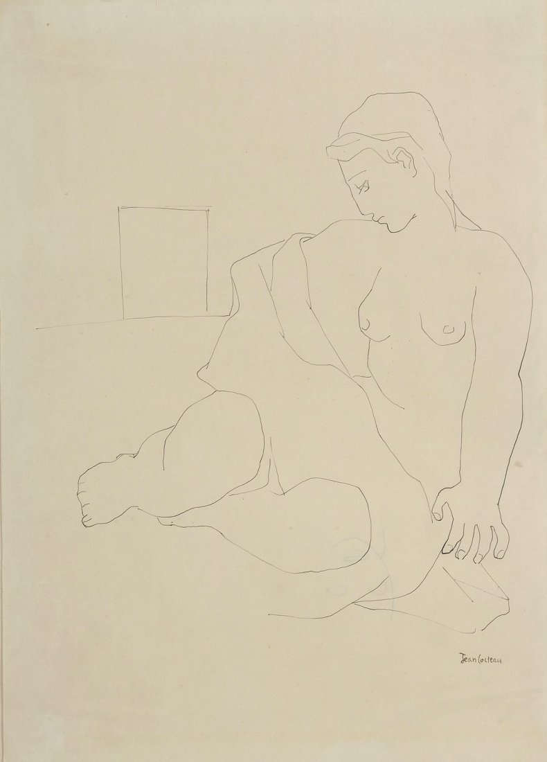 Jean COCTEAU (1889-1963) Nu assis Encre sur papier,: Jean COCTEAU (1889-1963) Nu assis Encre sur papier, signée en bas à gauche 32 x 24 cm (12 x 9in) Provenance: Collection Simone Levitt, New York.