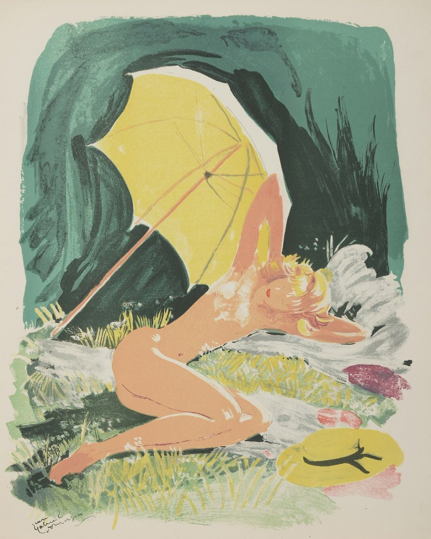 [DOMERGUE Jean-Gabriel] - SAINT-LAURENT Cécil. La: [DOMERGUE Jean-Gabriel] - SAINT-LAURENT Cécil. La Parisienne. Paris, Joseph Foret, 1956, in-folio, en ff., couverture, chemise, étui. 20 lithographies originales en couleurs hors-texte de Jean-Gabri