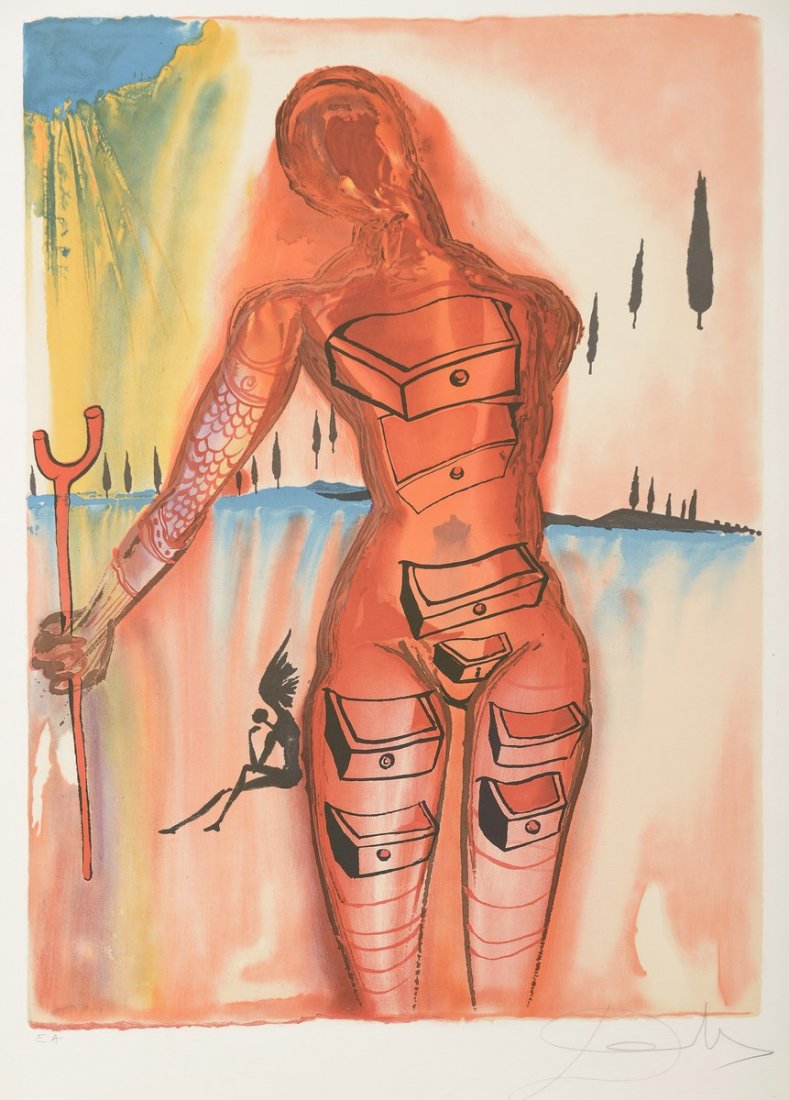 DALI Salvador (1904-1989) Vénus aux tiroirs: DALI Salvador (1904-1989) Vénus aux tiroirs Lithographie couleurs, signée au crayon en bas à droite et justifiée Epreuve d'Artiste 91 x 62,5 cm