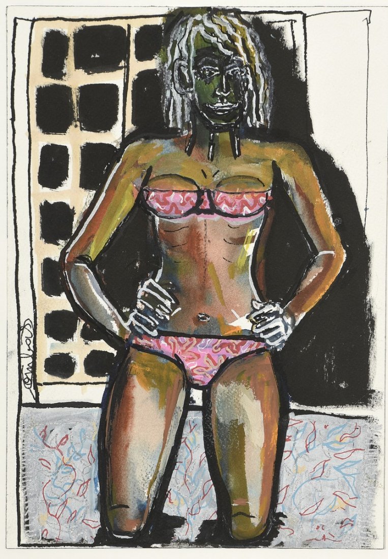 Robert COMBAS (Né en 1956)La baigneuse Technique mixte: Robert COMBAS (Né en 1956)La baigneuse Technique mixte sur papier, signée en bas vers la gauche au milieu26 x 18 cm