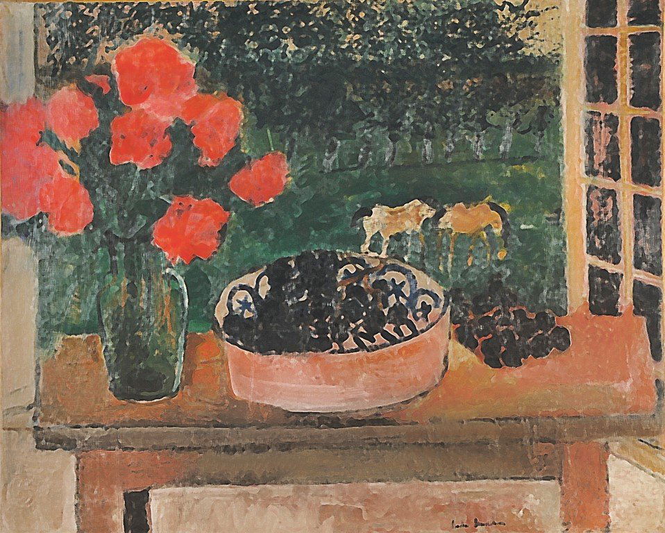 André BRASILIER (Né en 1929) Nature morte à la fenêtre: André BRASILIER (Né en 1929) Nature morte à la fenêtre Huile sur toile, signée en bas à droite 82 x 101 cm (32 x 39 in.)