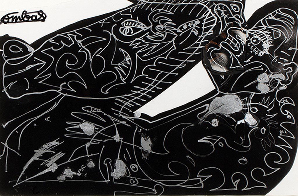 Robert COMBAS (Né en 1957) Sans titre Stylo feutre: Robert COMBAS (Né en 1957) Sans titre Stylo feutre argenté et acrylique sur papiers déchirés et contrecollés Signé en haut à gauche 21 x 33 cm