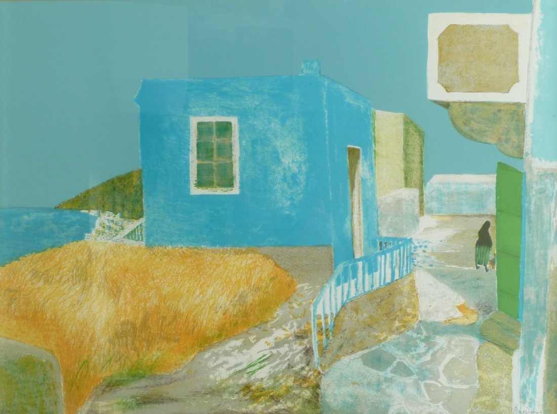 Guy BARDONE (Né en 1927) Village méditérranéen: Guy BARDONE (Né en 1927) Village méditérranéen Lithographie numérotée 85/200 Signée en bas à droite 53 x 73 cm