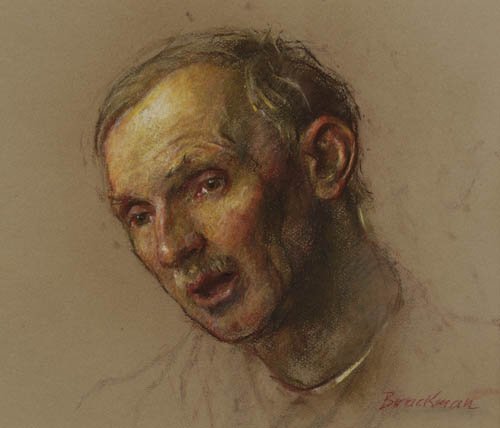 ROBERT BRACKMAN Self Portrait.: ROBERT BRACKMAN Self Portrait. Color pastels on tan wove paper mounted on board. 355x425 mm; 14x17 inches. Signed in red pastel, lower right. All items are offered for sale subject to Swann Galle