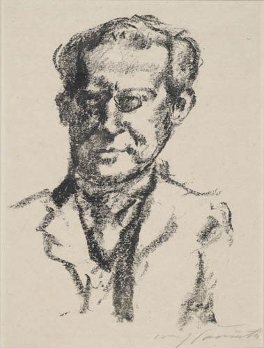 LOVIS CORINTH Arno Holz.: LOVIS CORINTH Arno Holz. Lithograph on tissue thin laid paper, 1922. 265x190 mm; 10x7 1/2 inches. Signed in pencil, lower margin. A fine impression. Müller 585. All items are offered for s