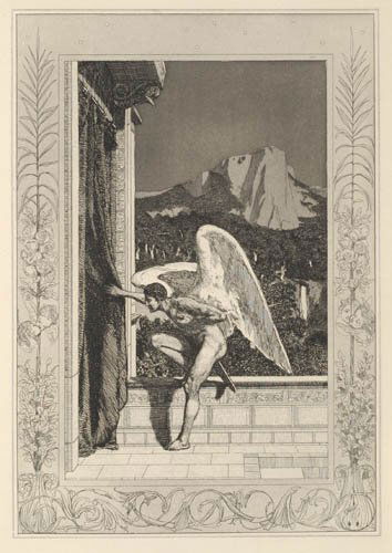 MAX KLINGER Amor und Psyche.: MAX KLINGER Amor und Psyche. Bound volume with 46 engravings hors texte and en texte, 1880. 350x250 mm; 13 3/4x10 inches (sheets), full margins. Published by Theo. Strofer's Kunstverla