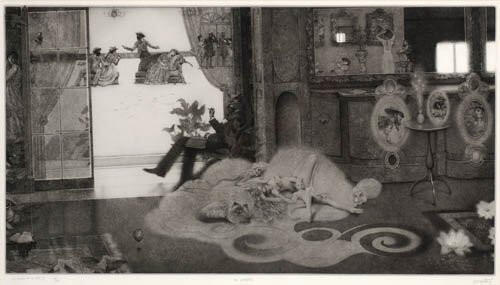 PETER MILTON Les Belles et la Bête I: The Rehe: PETER MILTON Les Belles et la Bête I: The Rehearsal. Resist-ground etching, 1977. 507x913 mm; 20x36 inches, full margins. Signed, titled, dated and numbered 56/160 in pencil, lower margin. A fine imp