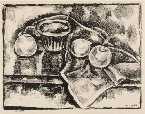 MAX WEBER Still Life with Apples.: MAX WEBER Still Life with Apples. Lithograph, 1928. 314x410 mm; 12 3/8x16 1/8 inches, full margins. Edition of 50. Signed in pencil, lower left. A good, dark impression. Rubenstein 90. With--JULIO DE