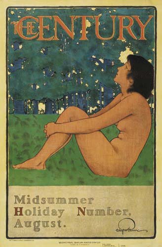 Posters MAXFIELD PARRISH THE CENTURY. 1897.: MAXFIELD PARRISH (1870-1966). THE CENTURY. 1897. 19 3/4x13 1/8 inches. The Thomas & Wylie Lithographic Co. Condition A. Paper. Most famous for his children's book illustrations, Parrish was n