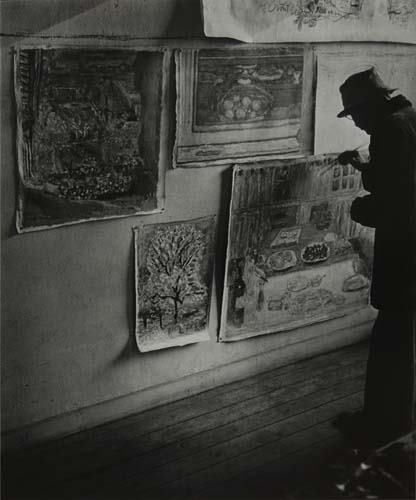 BRASSAI (1899-1984) Bonnard painting in his st: BRASSAI (1899-1984) Bonnard painting in his studio. Silver print, 13 1/2x11 1/4 inches (34.3x28.6 cm.), with Brassan's signature, in ink, on recto, and with Brassan's hand stamp on verso. 1946; printe