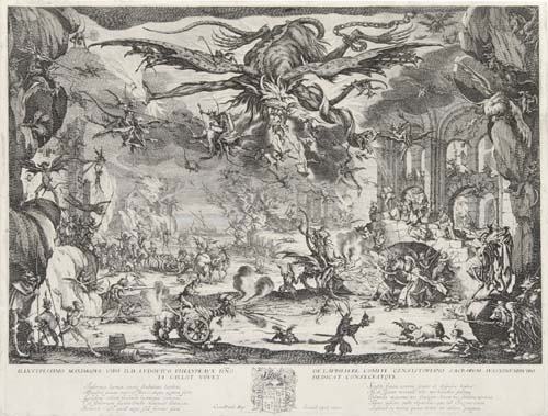 JACQUES CALLOT La Tentation de Saint-Antoine.: JACQUES CALLOT La Tentation de Saint-Antoine. Etching, 1635. 358x467 mm; 14 1/8x18 3/8 inches, small margins. Fifth state (of 5). Indiscernible watermark. A very good, dark impression of this importan