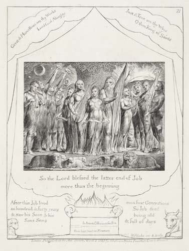 WILLIAM BLAKE So the Lord Blessed the Latter E: WILLIAM BLAKE So the Lord Blessed the Latter End of Job More than the Beginning. Engraving, 1825. 217x170 mm; 8 5/8x6 3/4 inches, wide (full ?) margins. Edition of 215. Ex-collection the Albertina, Vi