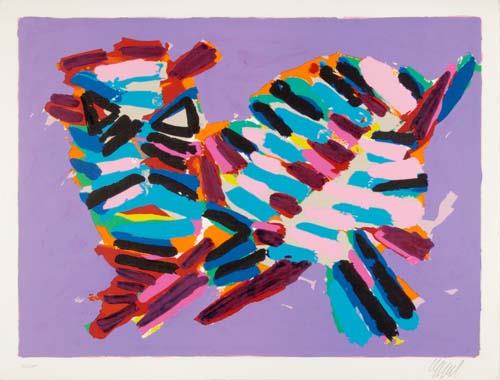 KAREL APPEL Three color lithographs.
