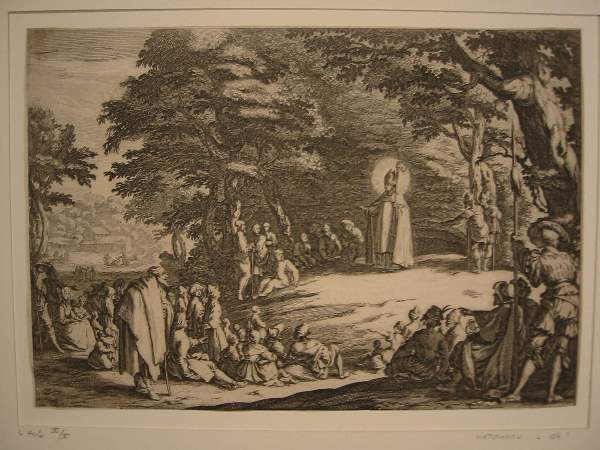 JACQUES CALLOT St. Amond.: JACQUES CALLOT St. Amond. Etching, 1621. 194x282 mm; 7 3/4x11 1/4 inches. Fourth state (of 5). The letters P and C with a heart watermark (Lieure 59). With thread margins outside the border line. A go