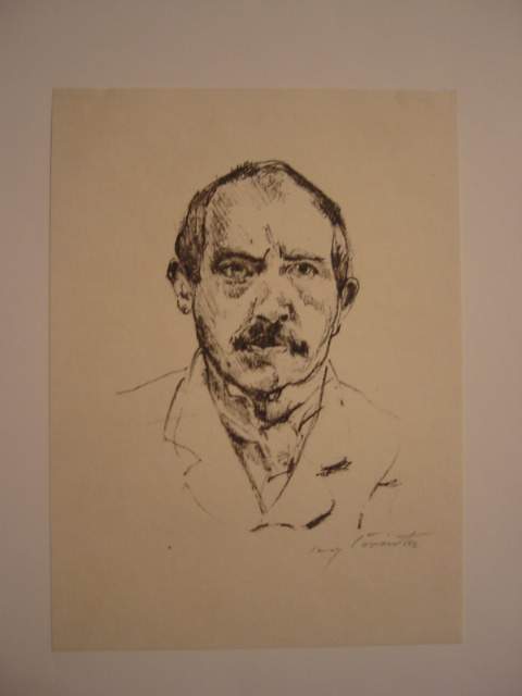 LOVIS CORINTH Selbstbildnis.: LOVIS CORINTH Selbstbildnis. Lithograph, 1916. 170x130 mm; 8 3/4x5 1/8 inches, full margins. Edition of 50. Signed in pencil, lower right. A very good impression. Schwarz 228 B. All items are off