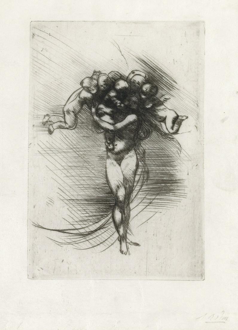 AUGUSTE RODIN Le Printemps.: AUGUSTE RODINLe Printemps.Drypoint on vellum, 1882-88. 143x97 mm; 5x3 inches, full margins. Signed in pencil, lower right. Ex-collection Roger Marx (Lugt 2229, lower right recto); and unidentified col