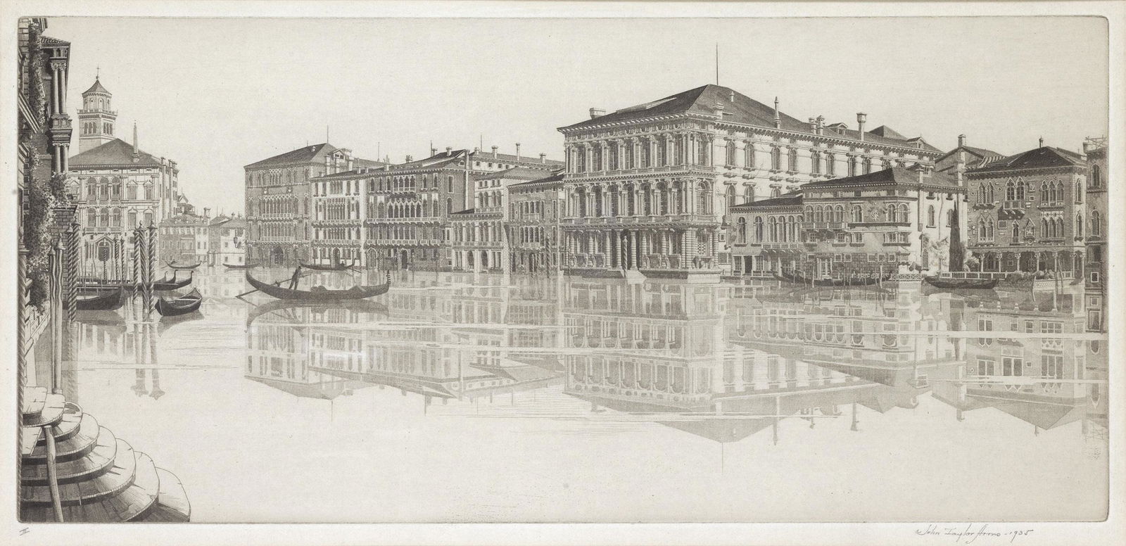 JOHN TAYLOR ARMS Two etchings.: JOHN TAYLOR ARMSTwo etchings.Venetian Mirror, 1935. 162x358 mm; 6x14 inches, full margins. Edition of 169. Second state (of 2). Signed, dated and inscribed "II" in pencil, lower margin * Porta del Par