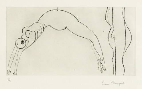 LOUISE BOURGEOIS Arched Figure.: LOUISE BOURGEOIS Arched Figure. Drypoint on smooth cream wove Arches, 1992. 201x379 mm; 8x15 inches, full margins. Signed and numbered 9/50 in pencil, lower margin. Printed by Harlan & Weaver, New Yor