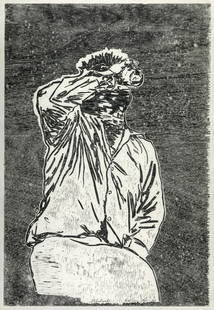 TONY BEVAN Blackwater.: TONY BEVAN Blackwater. Woodcut on cream wove paper, 1985. 1225x835 mm; 48¼x33 inches, full margins. Artist's proof, aside from the edition of 30. Signed, titled, dated, inscribed "AP" and numbere