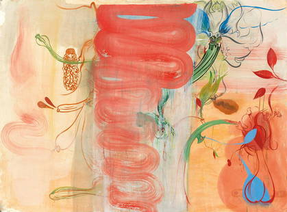 AMY SILLMAN Two Birds.: AMY SILLMAN Two Birds. Gouache on heavy white wove paper, 1994. 565x760 mm; 22¼x30 inches. Signed, titled and dated in pencil, verso.Ex-collection private collection, New Jersey; acquired by the
