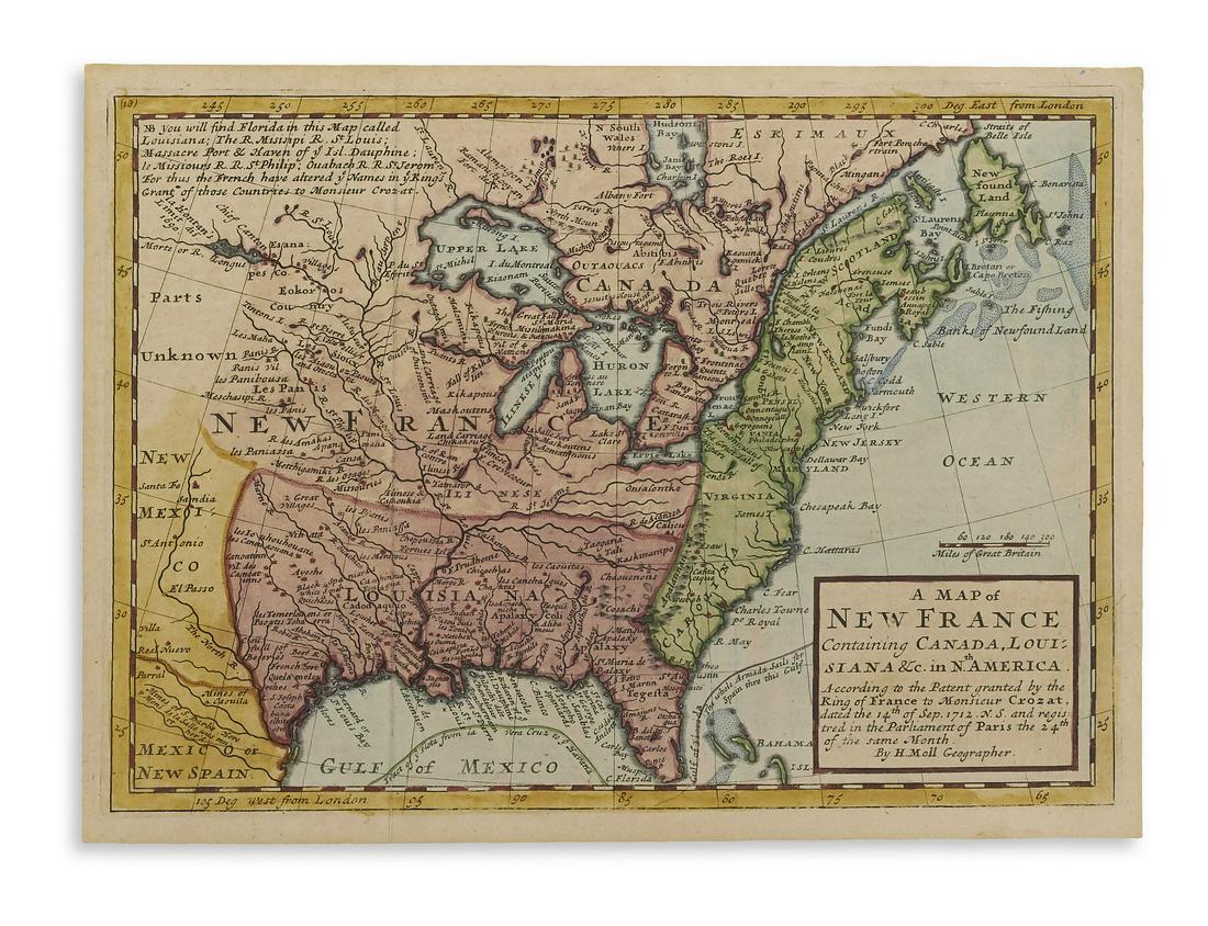 MOLL, HERMAN. A Map of New France Containing Canada, (1 of 1)