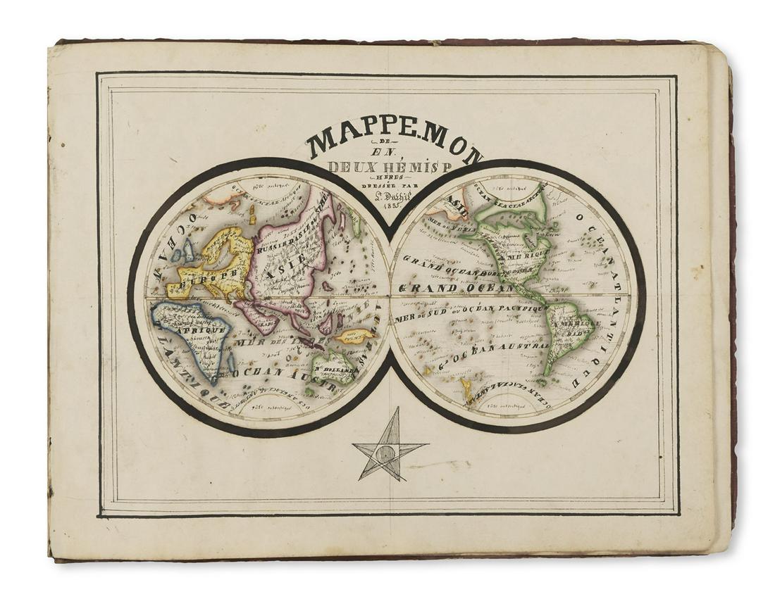 (MANUSCRIPT SCHOOL GEOGRAPHY.) Duthil, Laurent. Atlas (1 of 1)