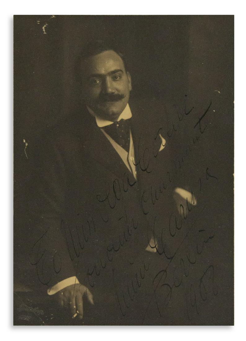 CARUSO, ENRICO. Photograph Signed and Inscribed, "To (1 of 1)