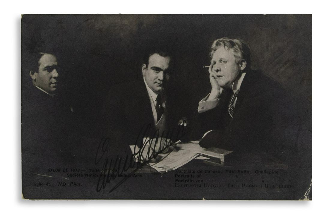 CARUSO, ENRICO. Photograph postcard Signed, with a (1 of 1)