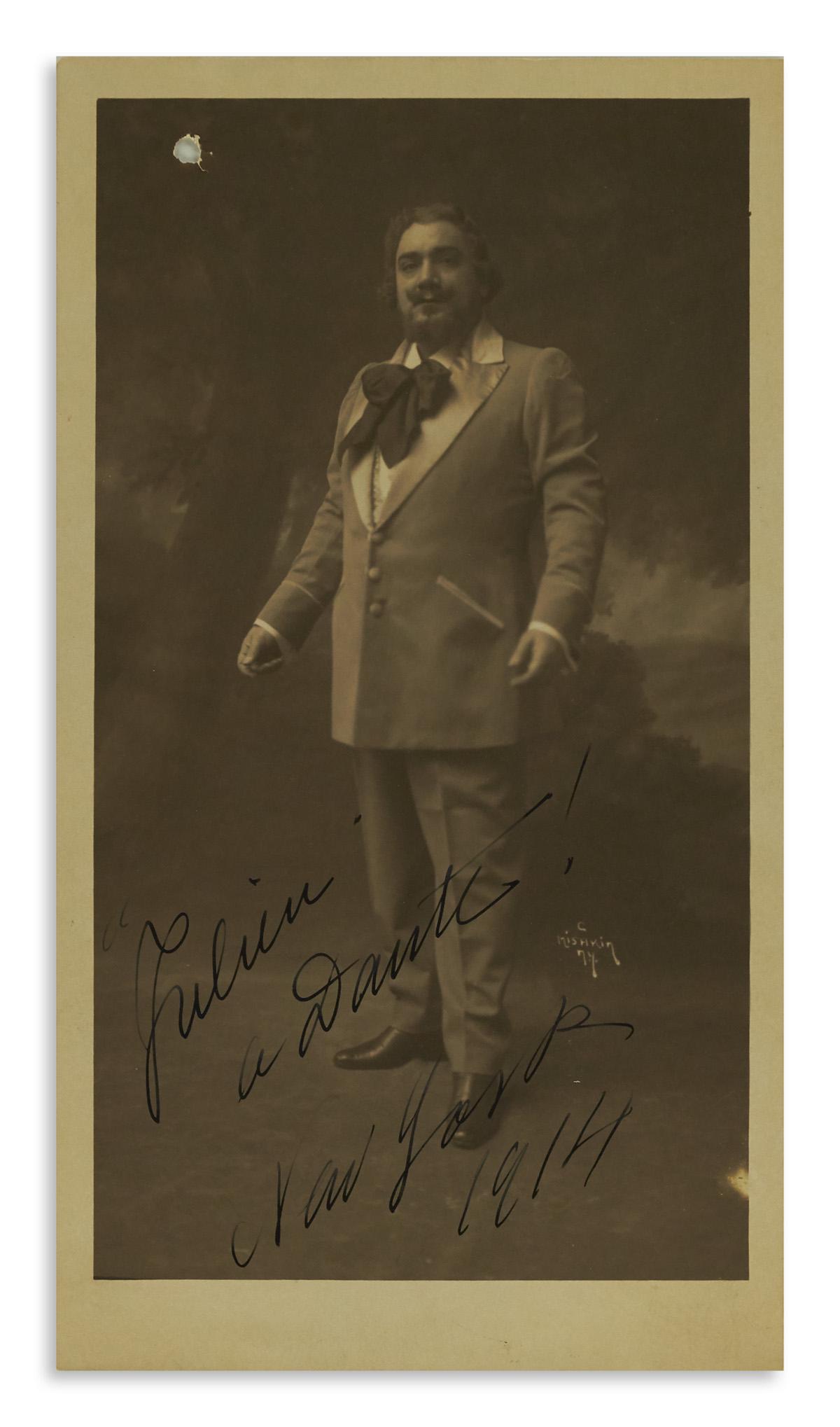 CARUSO, ENRICO. Photograph Inscribed and Signed, (1 of 1)