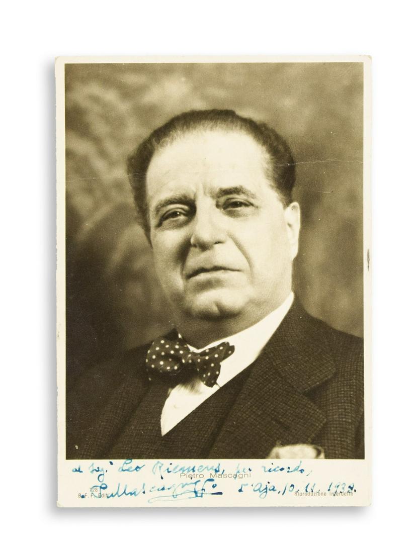 MASCAGNI, PIETRO. Photograph postcard Signed and (1 of 1)