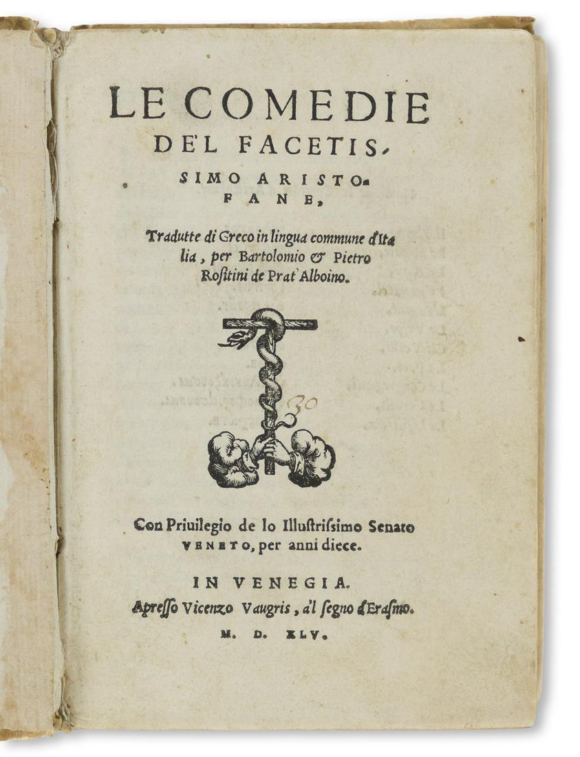Aristophanes (ca. 446-386 BC) Le Comedie de'l (1 of 1)