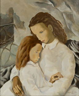 MARIETTE LYDIS (1887-1970) Mother and Child.: MARIETTE LYDIS (1887-1970)Mother and Child. Oil on canvas. 725x600 mm; 28x23 inches. Signed and dated in oil, lower right recto. 1944.Provenance: Acquired Christie's, New York, March 28, 1992, lot 91