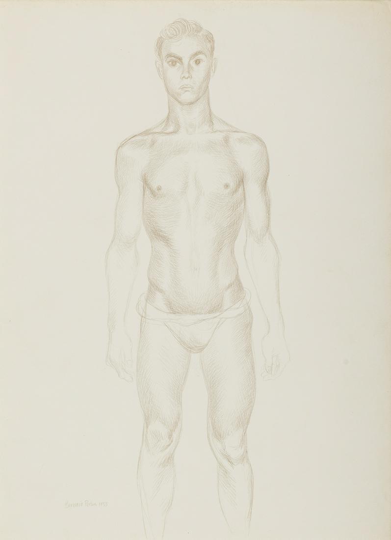 BERNARD PERLIN (1918-2014) Shepherd Boy (Aldo: BERNARD PERLIN (1918-2014)Shepherd Boy (Aldo Brancacci). Pencil on heavy wove paper. 400x300 mm; 15¾x12 inches. Signed and dated in pencil, lower left recto. 1953.Provenance: Sotheby's, New York,