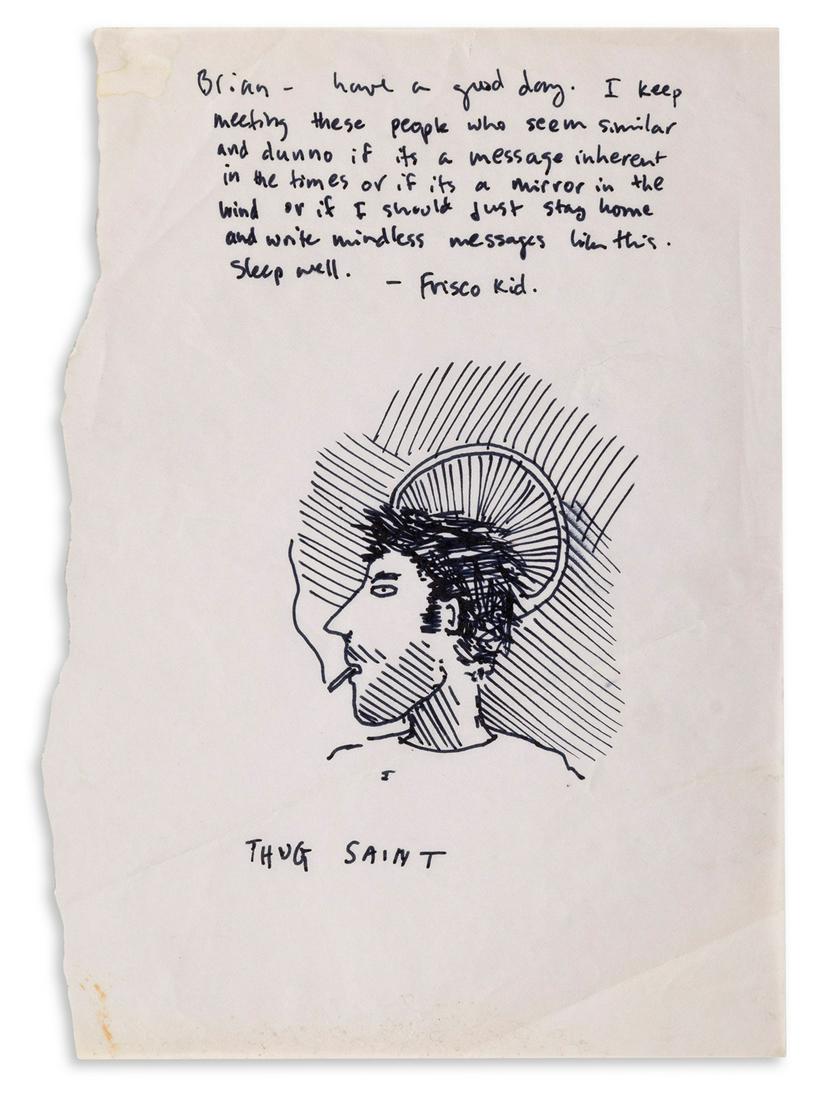 DAVID WOJNAROWICZ (1954-1992) Small archive of song: DAVID WOJNAROWICZ (1954-1992)Small archive of song lyrics from his band 3 Teens Kill 4 and other projects. 16 items, each 11 x 8½ inches or smaller; variously stained, worn or torn, but all compl