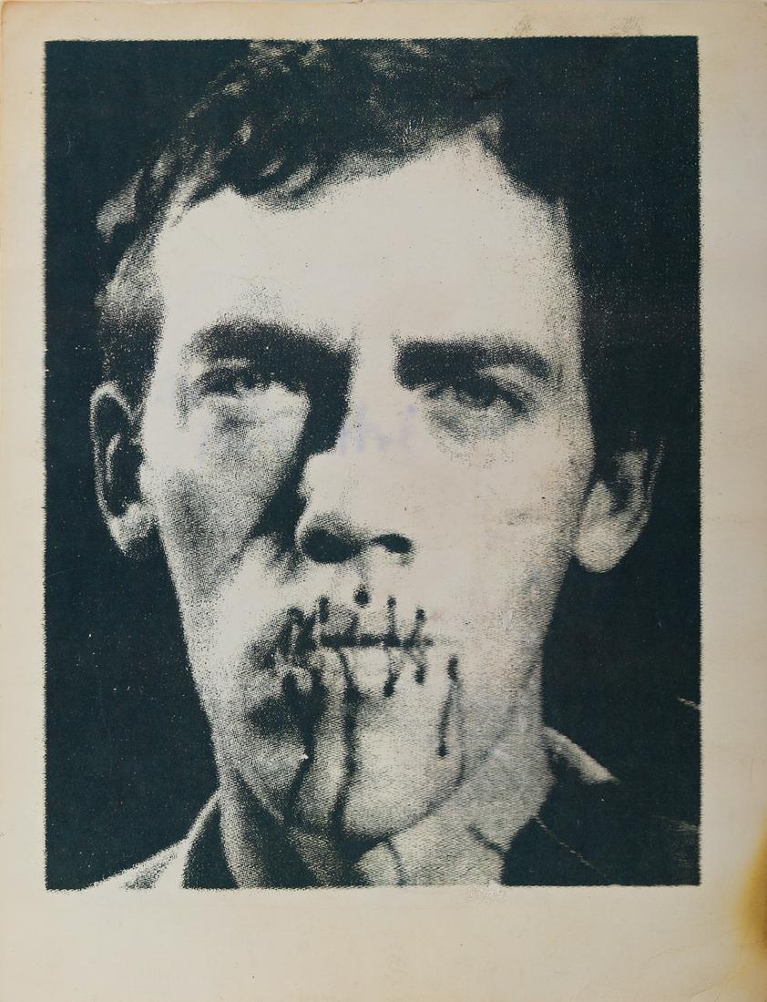 DAVID WOJNAROWICZ/ANDREAS STERZING David Wojnarowicz: DAVID WOJNAROWICZ/ANDREAS STERZINGDavid Wojnarowicz (Silence = Death), New York. Photostat, the image measuring 235x177.8 mm; 9¼x7 inches, the sheet 279.4x216 mm; 11x8½ inches, flush mounted