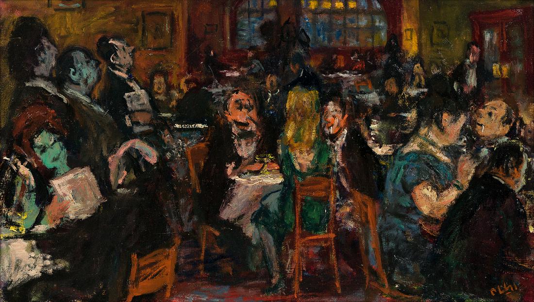 ROBERT PHILIPP Maitre D'.: ROBERT PHILIPP Maitre D'. Oil on canvas. 355x610 mm; 14x24 inches. Signed in oil, lower right recto.Ex-collection private collection, New York.