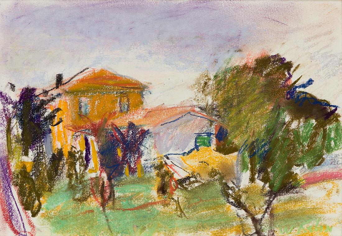 WOLF KAHN In Umbria I.: WOLF KAHN In Umbria I. Color pastels on paper, 1958. 175x245 mm; 6¾x9½ inches. Signed in pastel, lower right recto.Ex-collection private collection, Connecticut.