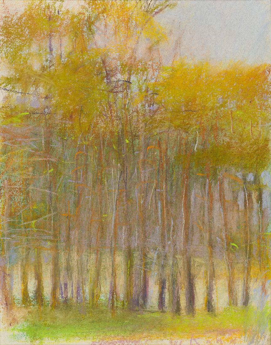 WOLF KAHN Transparent Tree Row.: WOLF KAHN Transparent Tree Row. Color pastels on paper, 1999. 360x282 mm; 14x11 inches. Signed in pastel, lower right recto.Ex-collection Beadleston Gallery, New York; private collection, Connecticut.