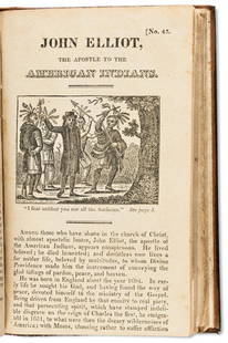 (AMERICAN INDIANS.) John Elliot, the Apostle to the: (AMERICAN INDIANS.) John Elliot, the Apostle to the American Indians, bound with other religious tracts. 50 volumes in one. 12mo, contemporary calf, minimal wear; minor wear to contents; owners'