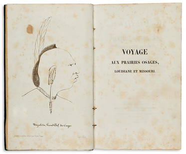 (AMERICAN INDIANS.) Victor Tixier. Voyage aux Prairies: (AMERICAN INDIANS.) Victor Tixier. Voyage aux Prairies Osages, Louisiane et Missouri. 5 plates. 260, [4] pages. 8vo, later cloth-backed boards, minor wear; moderate foxing, later ink inscription on