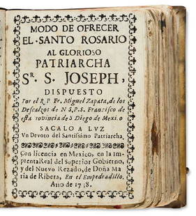 MEXICAN IMPRINT1730 Collection of 24 novenas: (MEXICAN IMPRINT--1730.) Collection of 24 novenas. 18 plates or full-page engravings. 24 volumes in one. 16mo, contemporary dark brown vellum, minor wear; worming to 5 titles only, one volume lacking 