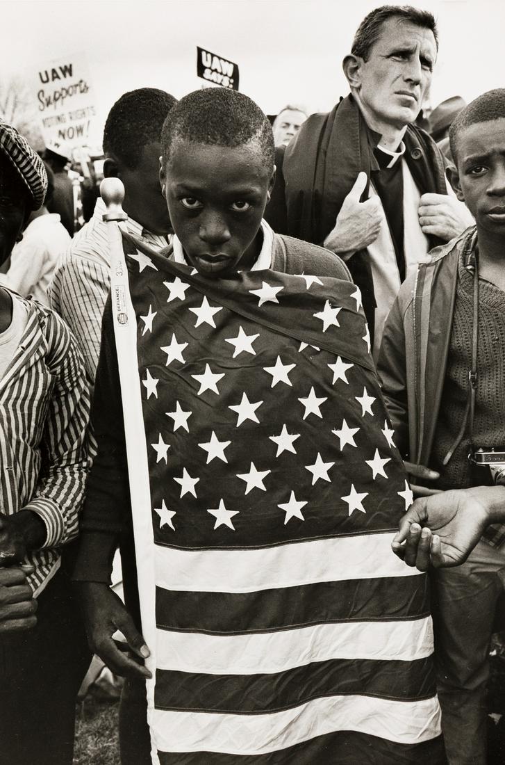 BRUCE DAVIDSON (1933- ) The Selma March, Alabama.: BRUCE DAVIDSON (1933- ) The Selma March, Alabama. Silver print, the image measuring 9½x6¼ inches (24.1x15.9 cm.), the sheet 10x8 inches (25.4x20.3 cm.), with Davidson's credit hand stamps, a