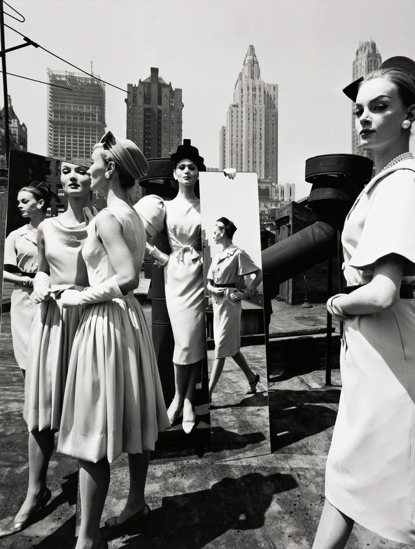 WILLIAM KLEIN (1928- ) Mirrors + Roof, New York.: WILLIAM KLEIN (1928- ) Mirrors + Roof, New York. Silver print, the image measuring 13x10½ inches (35.2x26.7 cm.), the sheet 16x12 inches (40.6x30.5 cm.), with Klein's signature, title, and negati