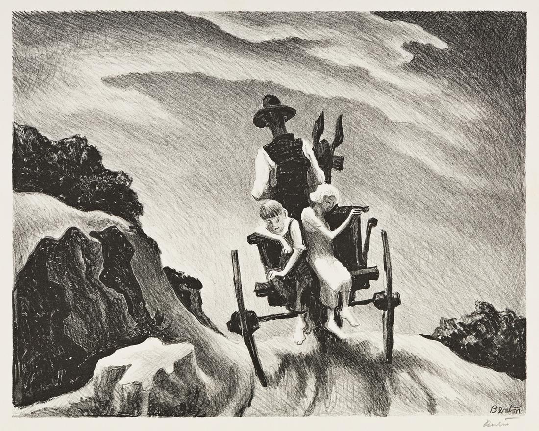 THOMAS HART BENTON Goin' Home.: THOMAS HART BENTON Goin' Home. Lithograph, 1937. 240x302 mm; 9x11 inches, full margins. Edition of 250. Signed in pencil, lower right. Published by Associated American Artists, New York. A very good i