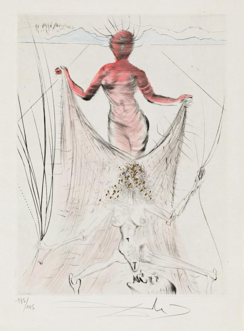 SALVADOR DALÍ La Venus aux Fourrure.: SALVADOR DALÍ La Venus aux Fourrure. Complete set of 16 color drypoints on Japon nacré, 1969. 382x280 mm; 15x11 inches, full margins, loose as issued. One of 145 deluxe hors-texte suites on 