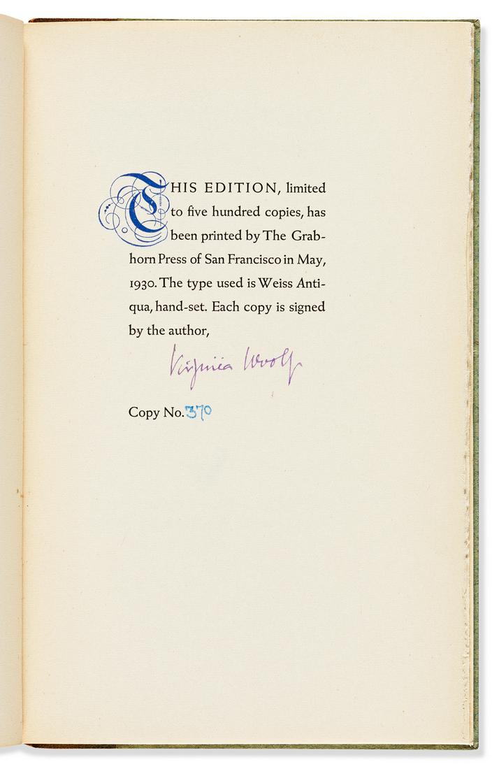 WOOLF, VIRGINIA. Street Haunting. (1 of 3)