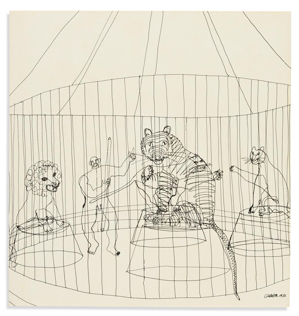 CALDER, ALEXANDER. Calder's Circus.: CALDER, ALEXANDER. Calder's Circus. Preface by Joan Miró and text by Cleve Gray. 16 offset lithographs (approximately 17 x 12½ inches), laid in loose in paper portfolio (light foxing) within